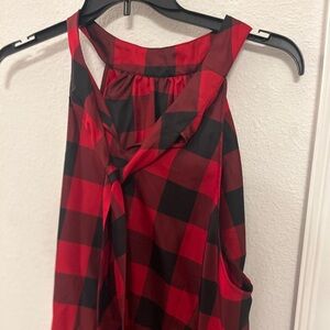 Talbots Red and Black Checkered Sleeveless Top